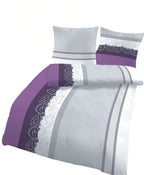 Fein-Biber Bettwäsche 2 tlg. silber violett 155x220 cm (80x80 cm)  Übergröße