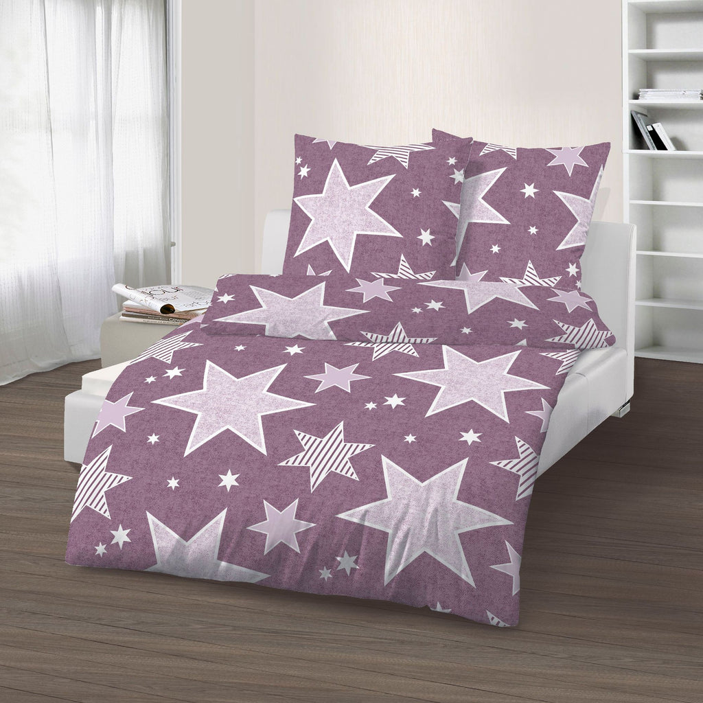 Fein Biber Bettwäsche berry Sterne 135 x 200 cm  80 x 80 cm