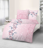 Fein Biber Bettwäsche Blumenranke rosa 135 x 200 cm  80 x 80 cm