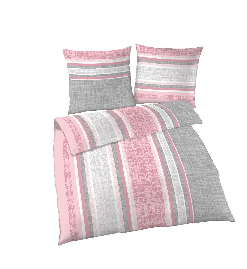 Fein-Biber Bettwäsche 2 tlg. silber rosa 155x220 cm (80x80 cm)  Übergröße