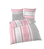 Fein-Biber Bettwäsche 2 tlg. silber rosa 155x220 cm (80x80 cm)  Übergröße