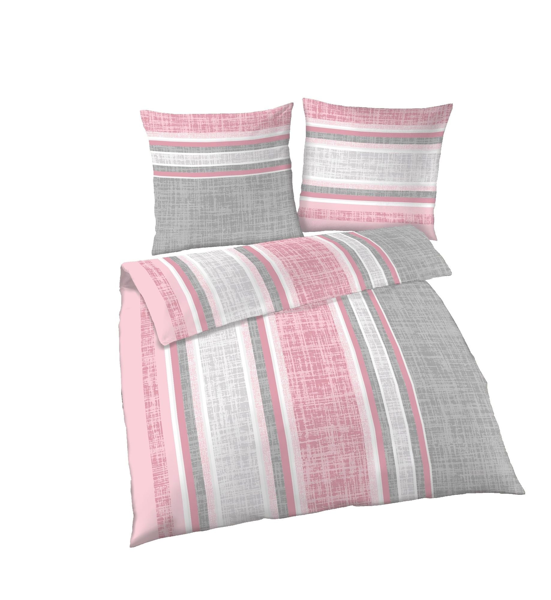 Fein-Biber Bettwäsche 2 tlg. silber rosa 155x220 cm (80x80 cm)  Übergröße