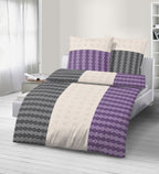 Fein Biber Bettwäsche anthrazit violett 155 x 220 cm Übergröße