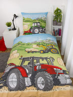 Trecker Bettwäsche Set Traktor 2 tlg 135 x 200 cm (80x80 cm)