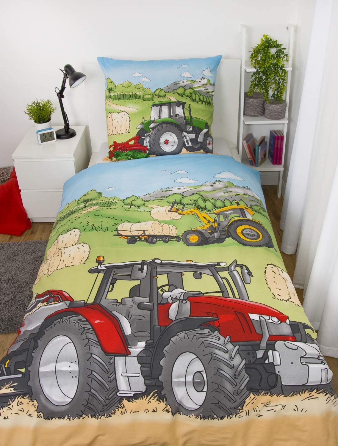 Trecker Bettwäsche Set Traktor 2 tlg 135 x 200 cm (80x80 cm)