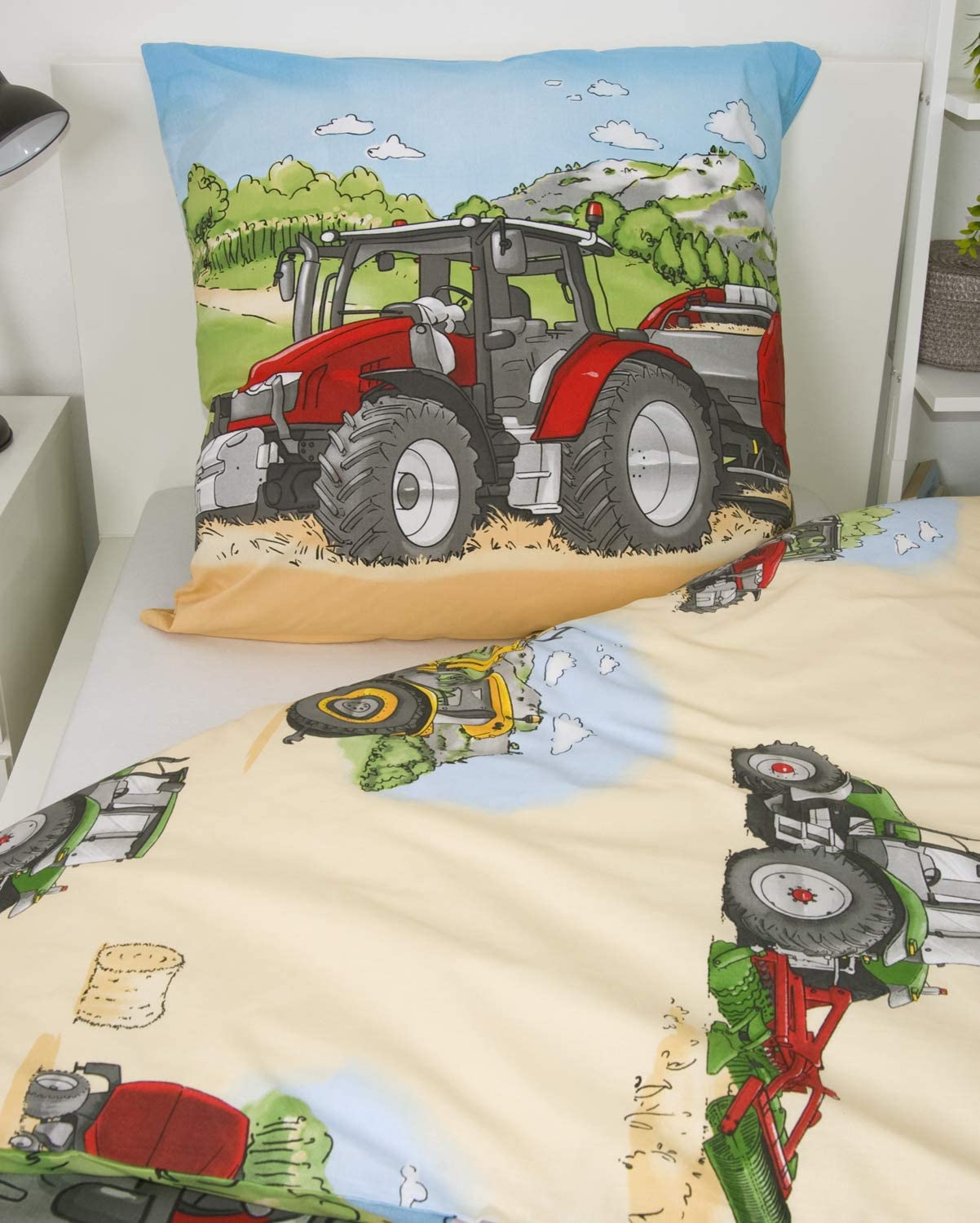 Trecker Bettwäsche Set Traktor 2 tlg 135 x 200 cm (80x80 cm)