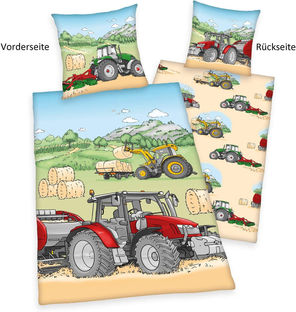 Trecker Bettwäsche Set Traktor 2 tlg 135 x 200 cm (80x80 cm)