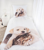 Bettwäsche Set Hund und Katze Bettwäsche 2 tlg.135 x 200cm