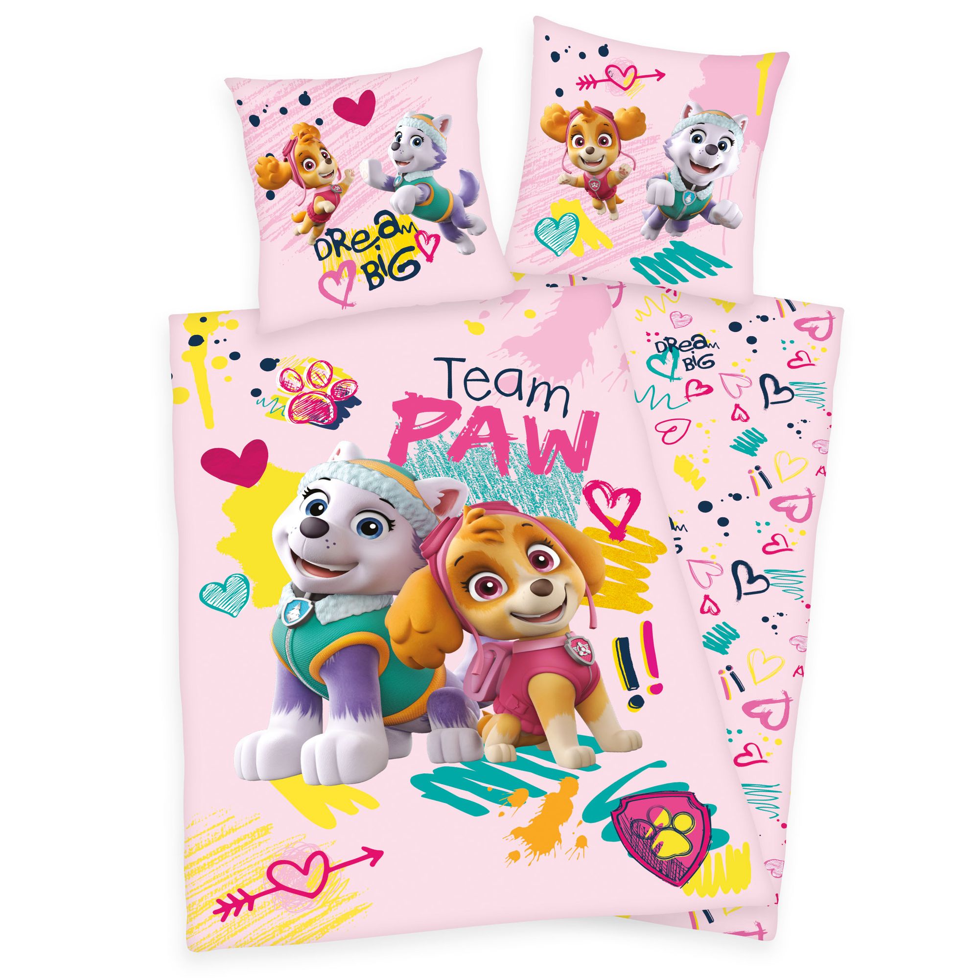 Paw Patrol Girls Wende Bettwäsche Set rosa 135x200cm 80x80cm