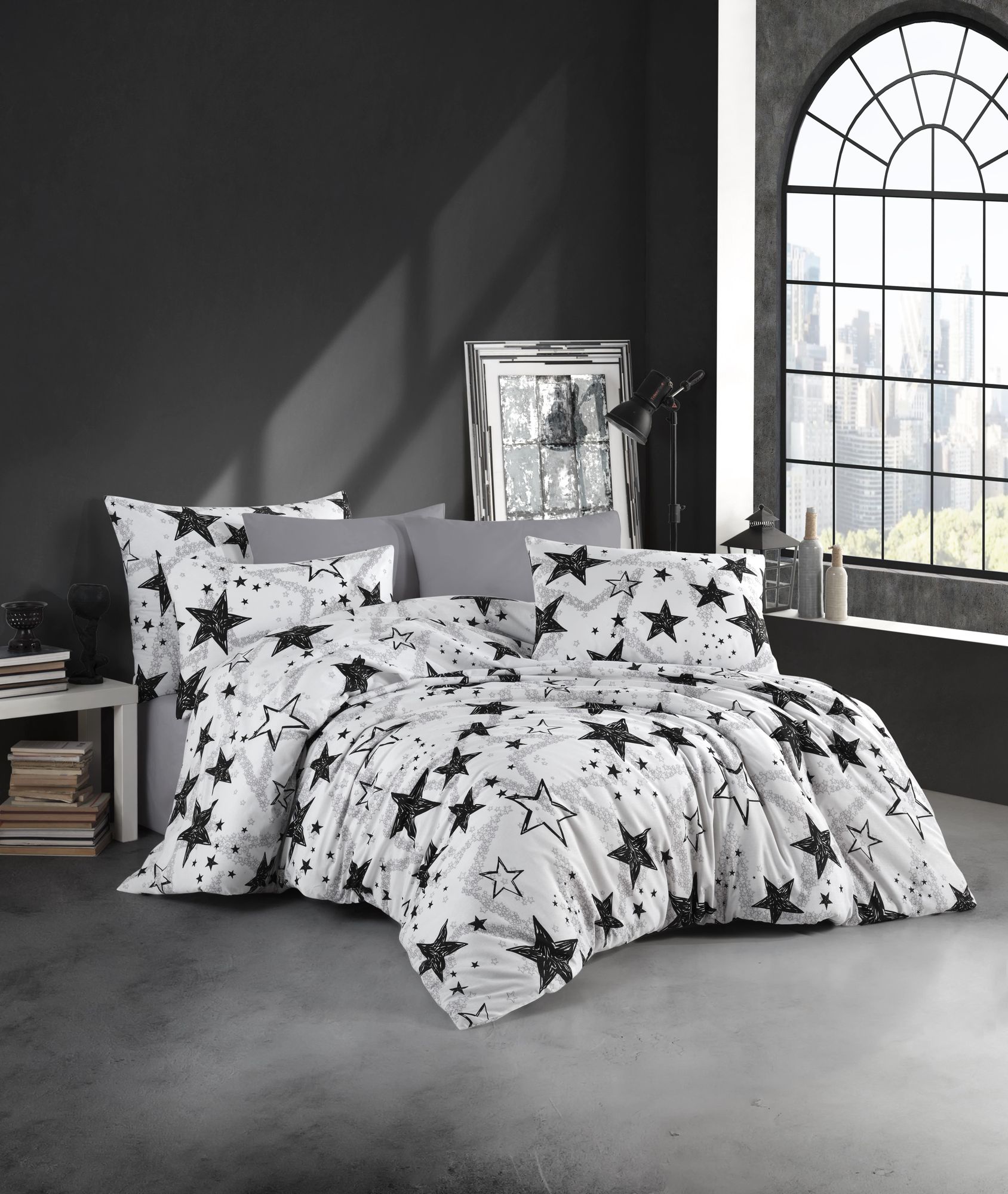Renforce Bettwäsche Set 2 tlg.Sterne 135 x 200 cm  80 x 80 cm