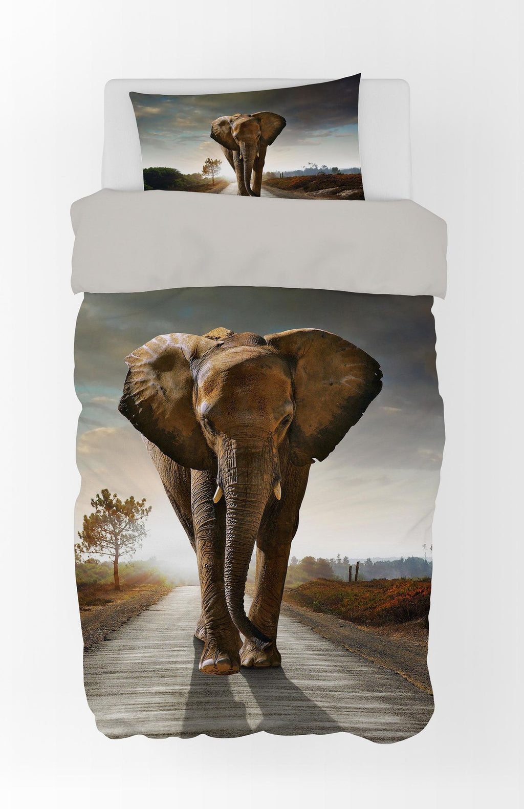 Bedding set with elephant design, 135x200 cm (80x80 cm)