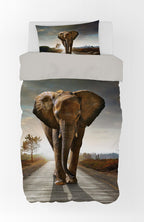Bedding set with elephant design, 135x200 cm (80x80 cm)