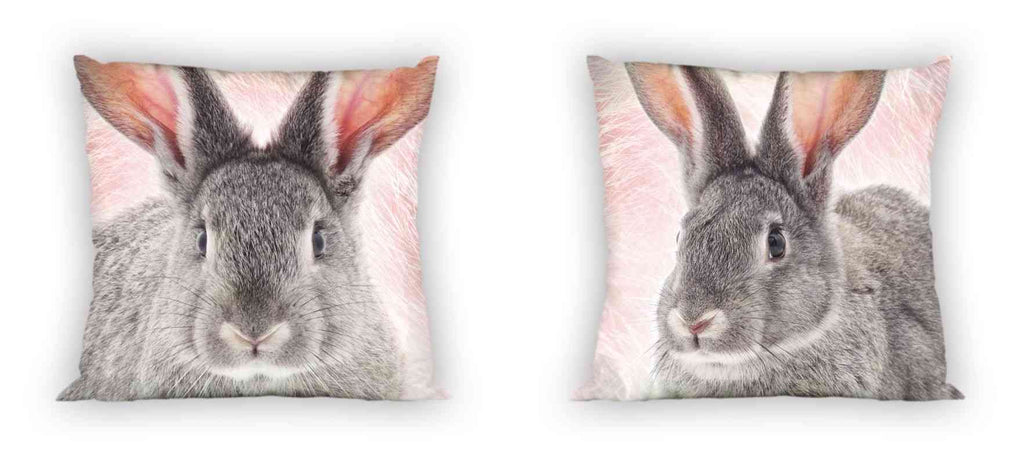 Cushion, cuddly cushion, decorative cushion with rabbit design, 40 x 40 cm