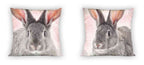 Cushion, cuddly cushion, decorative cushion with rabbit design, 40 x 40 cm