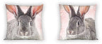 Cushion, cuddly cushion, decorative cushion with rabbit design, 40 x 40 cm