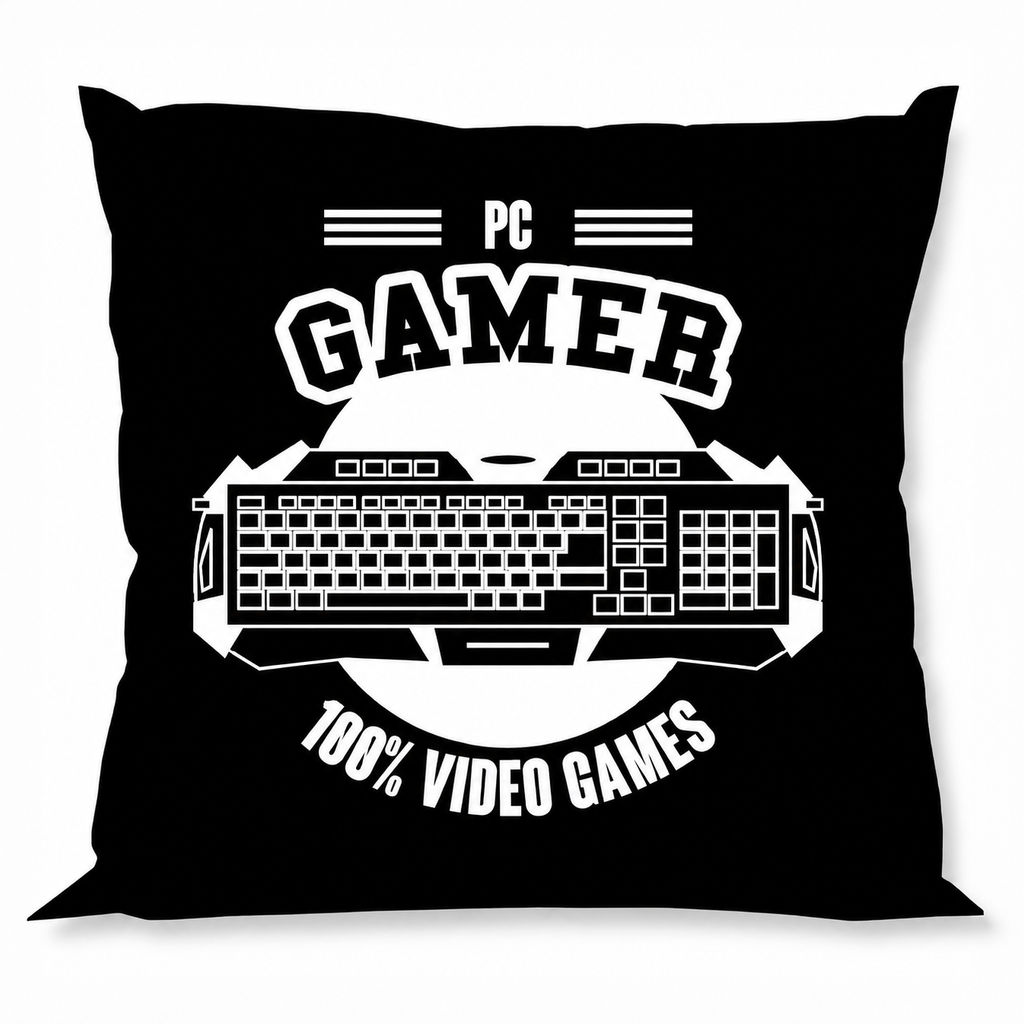 Freigestellte Produktansicht von der Vorderseite vom Kissen Kuschelkissen Dekokissen Gamer 40 x 40 cm