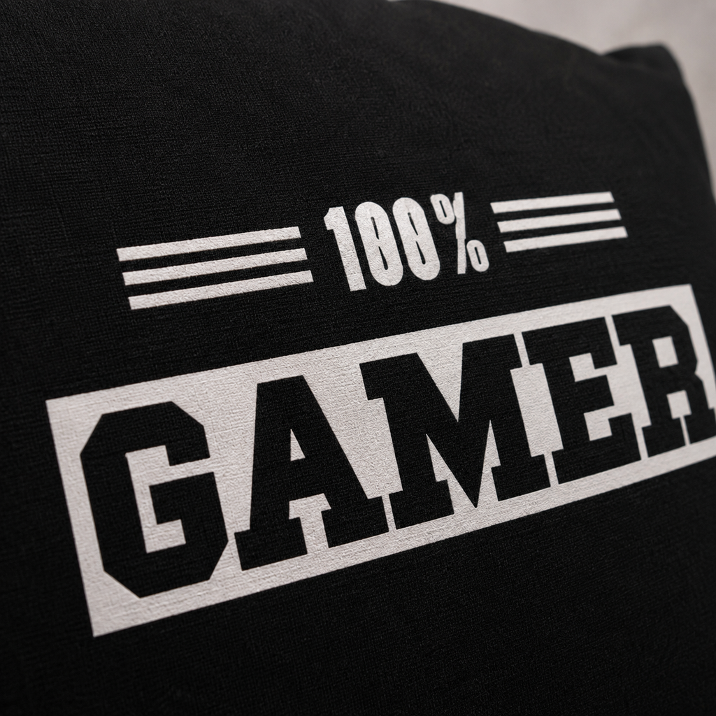 Nahaufnahme vom Kissen Kuschelkissen Dekokissen Gamer 40 x 40 cm