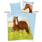 Herding Flanell Bettwäsche mit Pferd 135 x 200 cm 80 x 80 cm 100% Baumwolle
