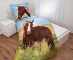 Herding Flanell Bettwäsche mit Pferd 135 x 200 cm 80 x 80 cm 100% Baumwolle