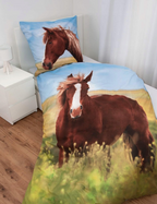 Herding Flanell Bettwäsche mit Pferd 135 x 200 cm 80 x 80 cm 100% Baumwolle