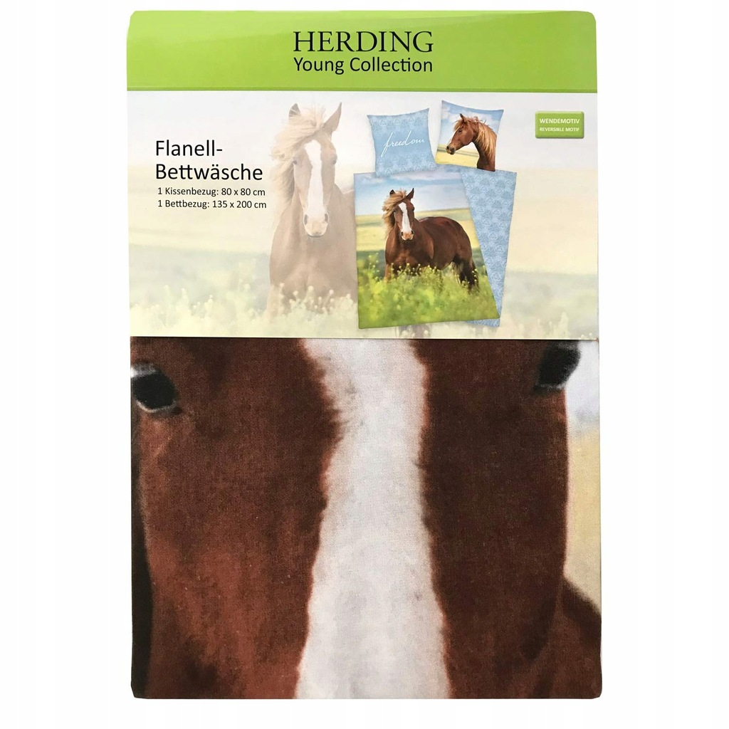 Herding Flanell Bettwäsche mit Pferd 135 x 200 cm 80 x 80 cm 100% Baumwolle