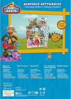 Rückseite von der Produktverpackung vom Dino Ranch Wende Bettwäsche Set 2tlg 135 x 200 cm 80 x 80 cm Baumwolle