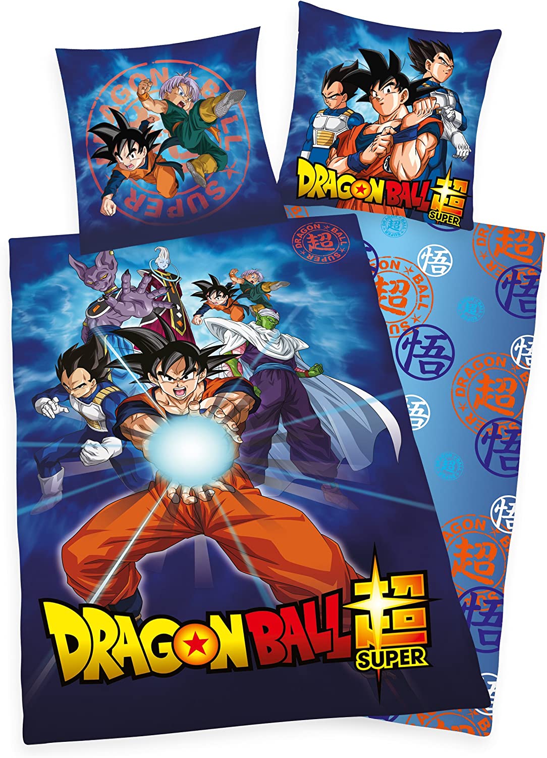 Dragonball Wende Bettwäsche-Set, 80 x 80 cm + 135 x 200 cm 100% Baumwolle