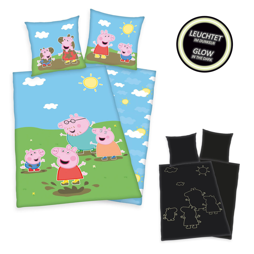 Bettwäsche-Set Peppa Pig Glow in the dark 135 x 200  80 x 80 cm 100% Baumwolle
