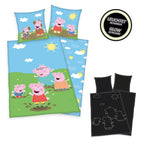 Bettwäsche-Set Peppa Pig Glow in the dark 135 x 200  80 x 80 cm 100% Baumwolle
