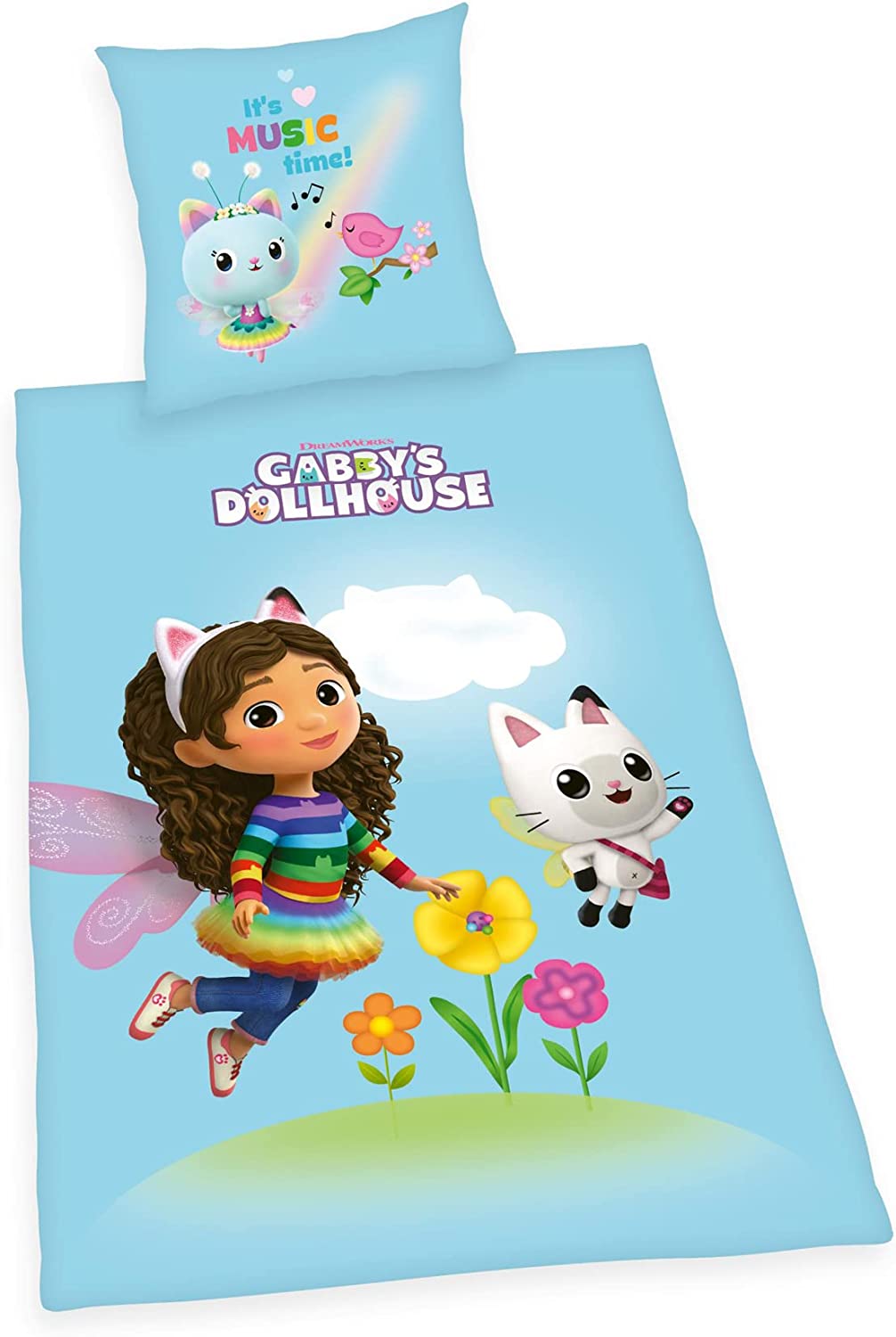 Gabby's Dollhouse Wende Bettwäsche-Set, 80 x 80 cm + 135 x 200 cm 100% Baumwolle