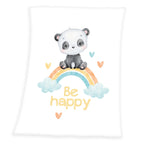 Panda Regenbogen Soft-Peach Flauschdecke  75  x 100 cm