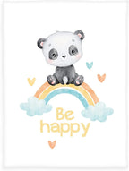 Panda Regenbogen Soft-Peach Flauschdecke  75  x 100 cm