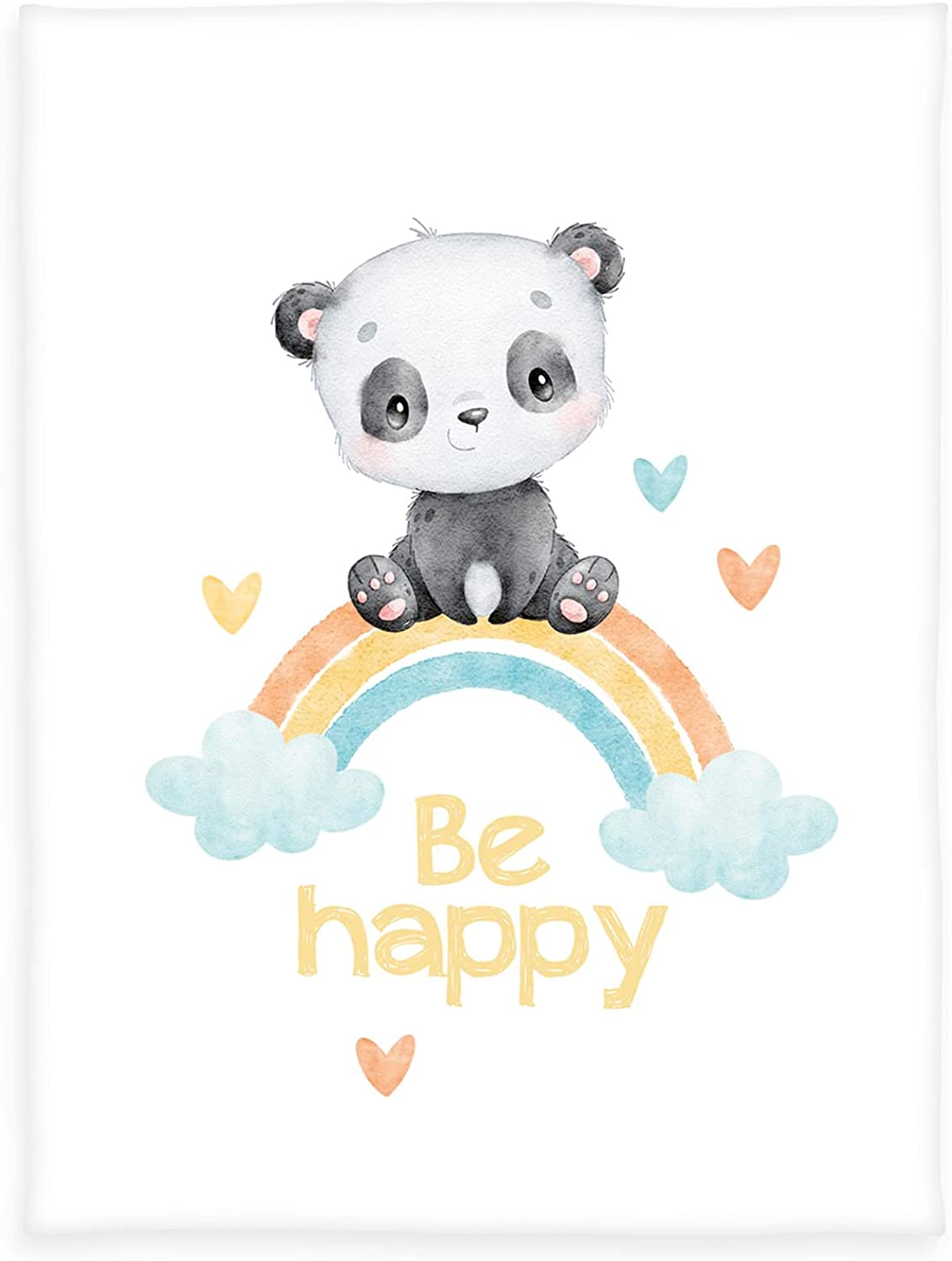 Panda Regenbogen Soft-Peach Flauschdecke  75  x 100 cm