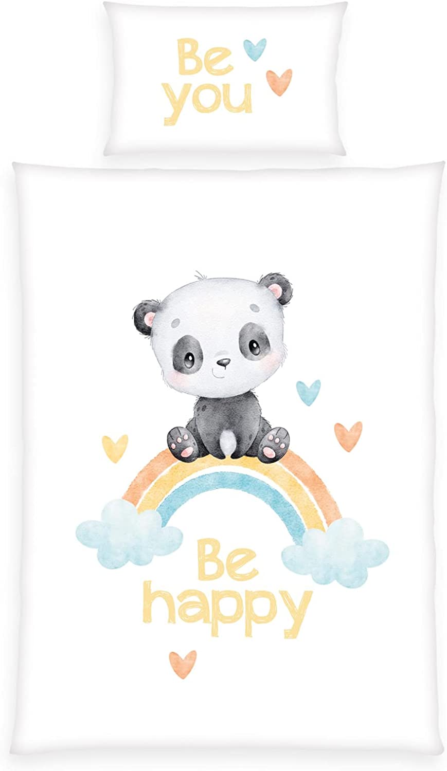 Baby Bettwäsche Panda Regenbogen 100x135cm 40x60cm