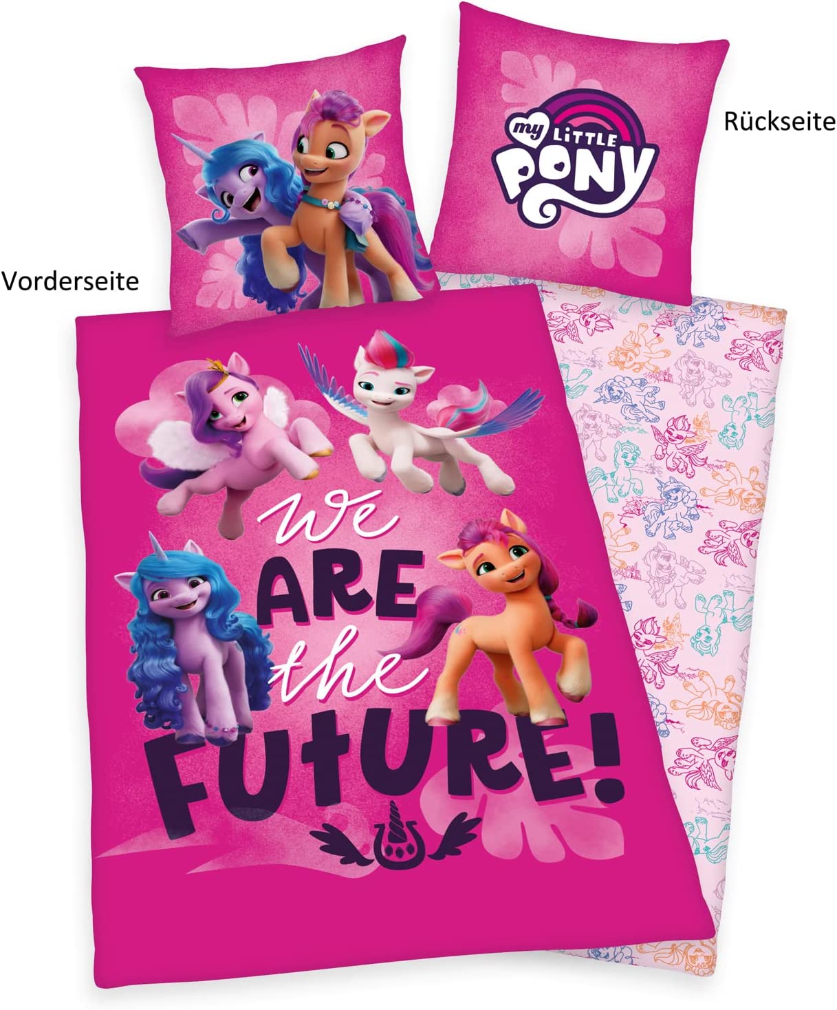My Little Pony Einhorn Bettwäsche 135/200 + 80/80 cm 100% Baumwolle