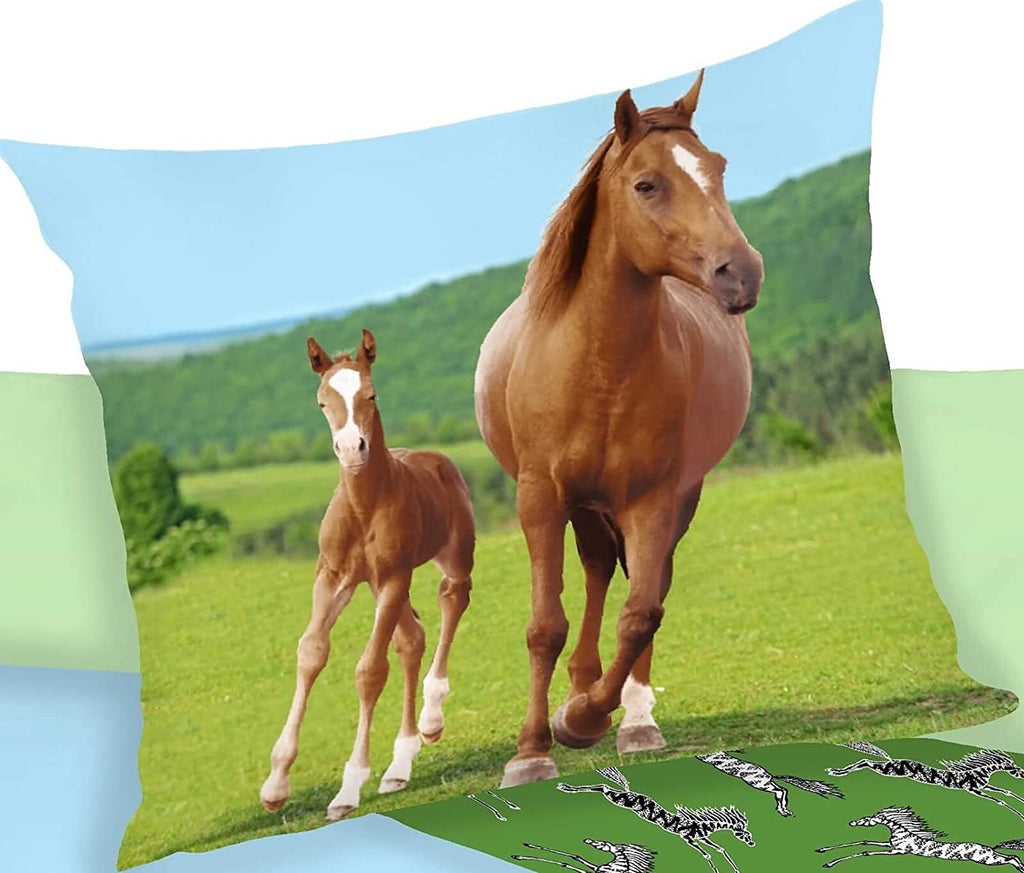 Bettwäsche Set mit Pferd mit Fohlen 2 tlg. 135x200 cm (80x80 cm)
