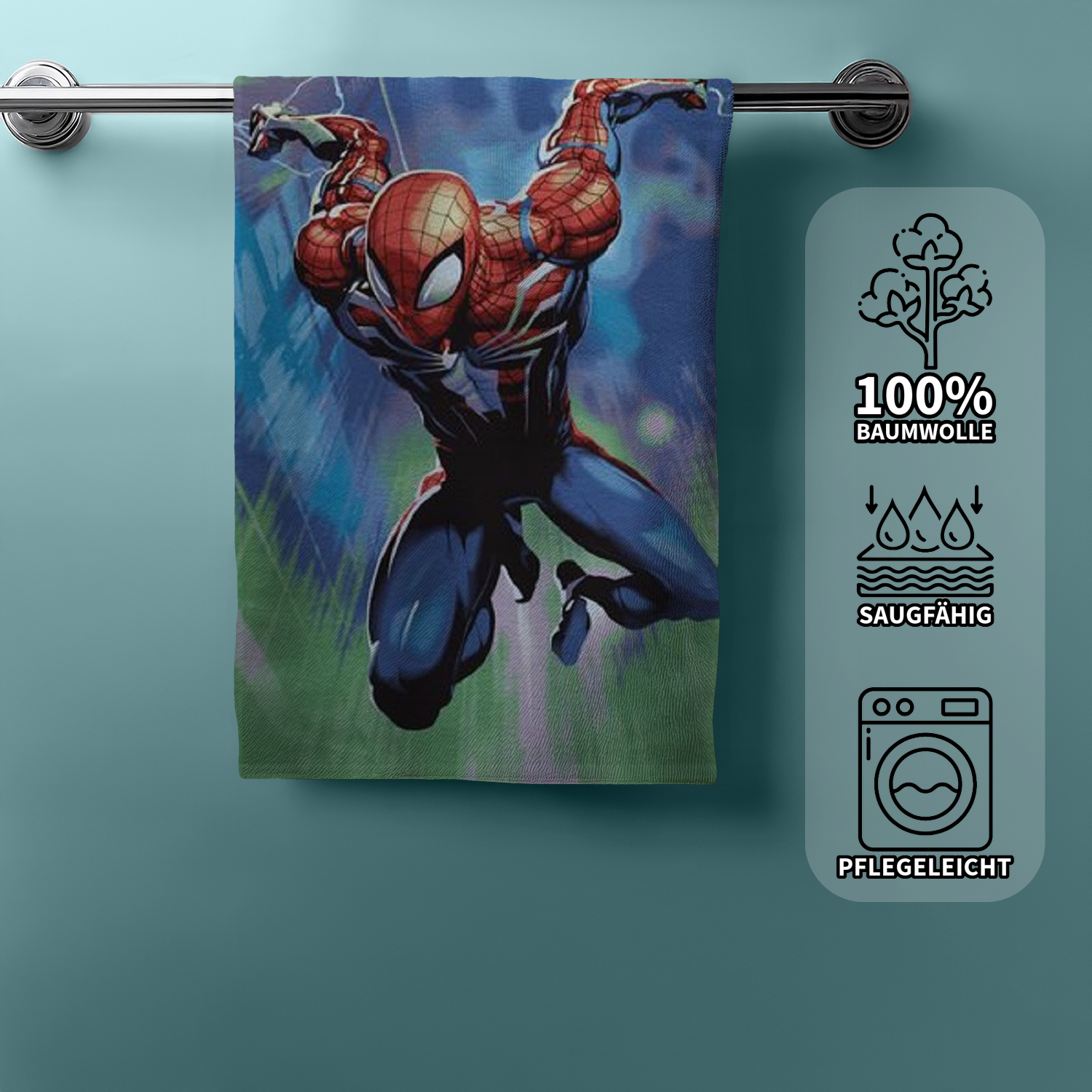 Spiderman shower towel, bath towel, beach towel, 70 x 140 cm