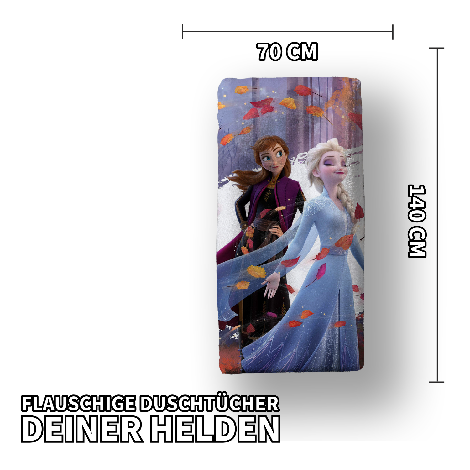 Anna Elsa Frozen Leaves Duschtuch Badetuch Handtuch 70 x 140cm