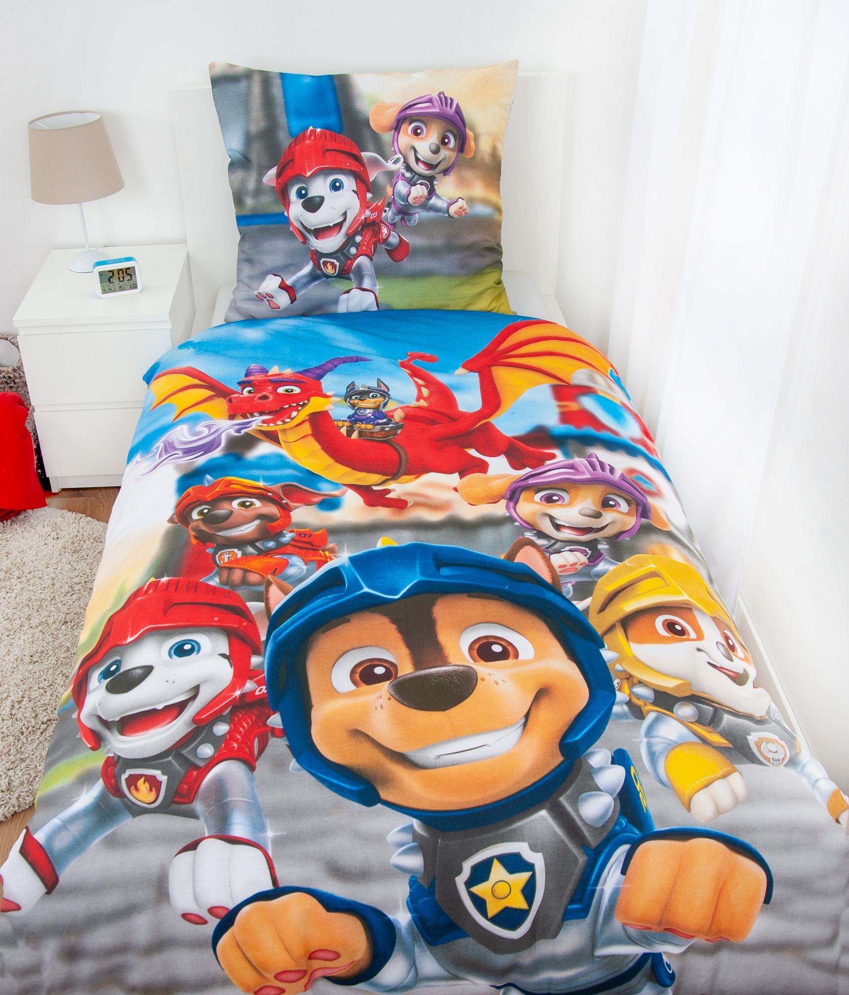 Paw Patrol Rescue Knights Wende Bettwäsche Set 2 tlg.135x200cm 80x80cm