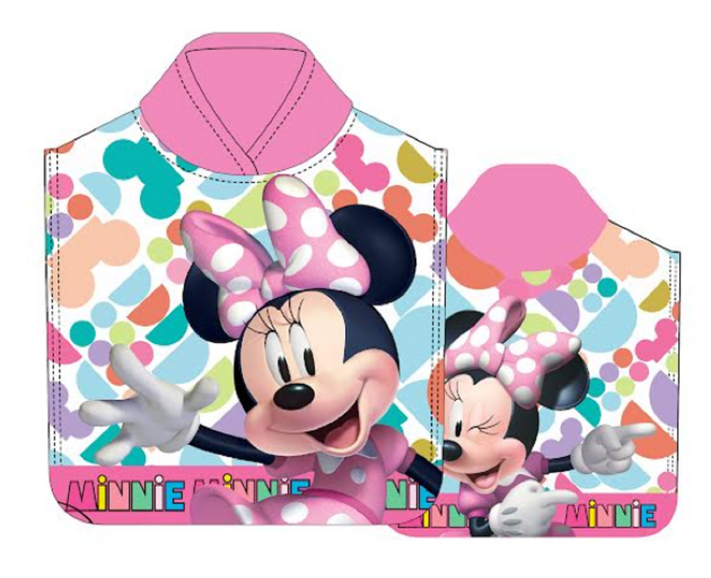 Minnie Mouse Bath Poncho, Children's Poncho with Hood, 50 x 100cm