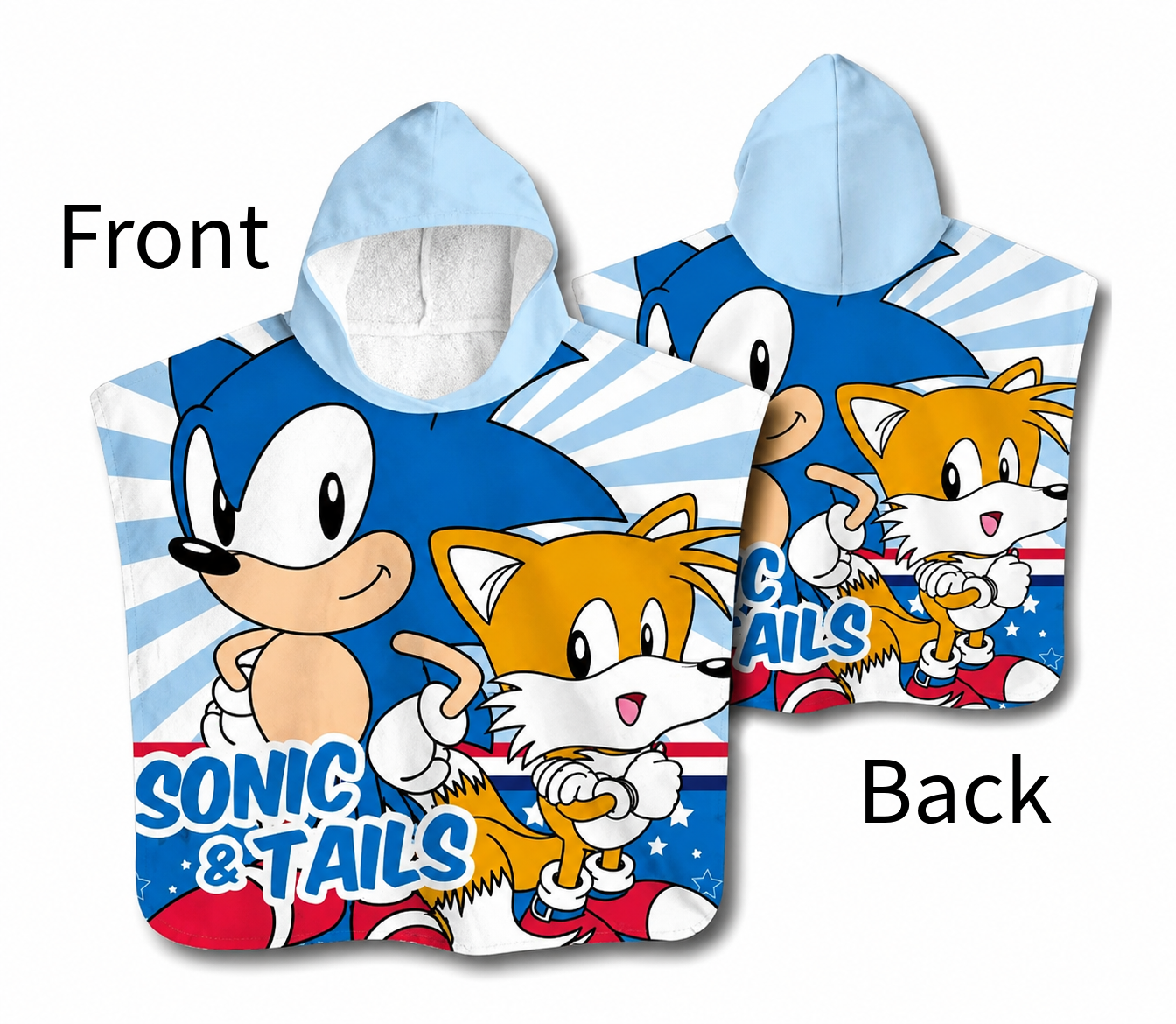 Sonic The Hedgehog Badeponcho Kinder Poncho mit Kapuze 50 x 100cm