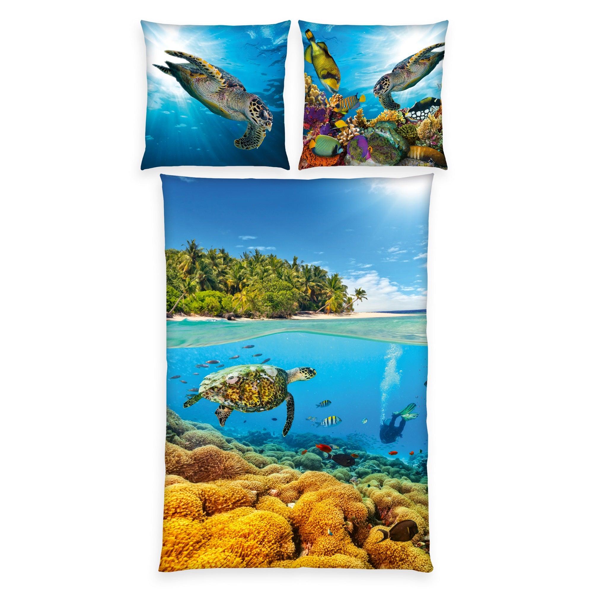 Meerestiere Bettwäsche Set 2tlg. 135x200 cm 100% Microfaser