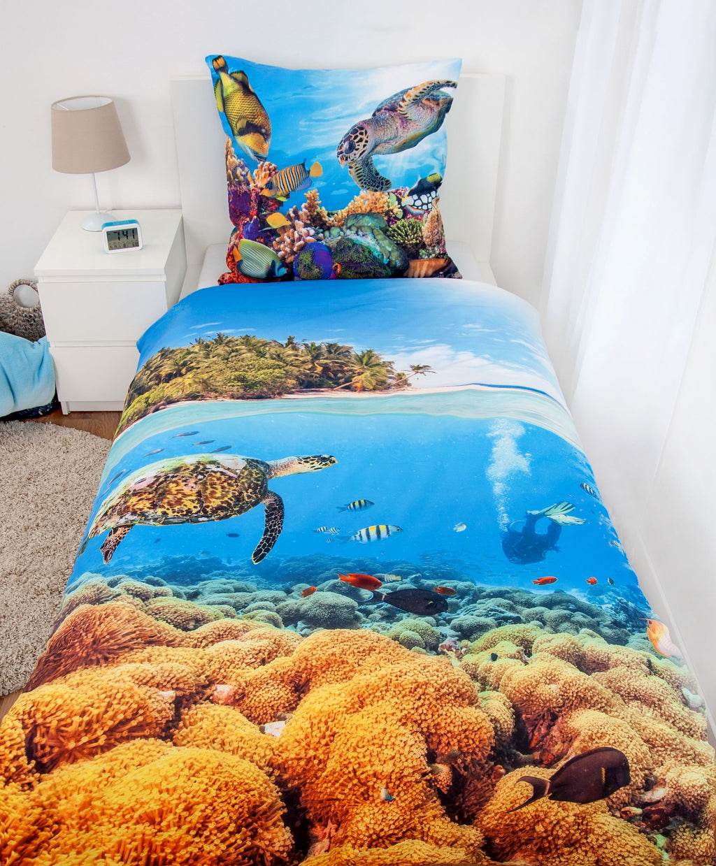 Meerestiere Bettwäsche Set 2tlg. 135x200 cm 100% Microfaser
