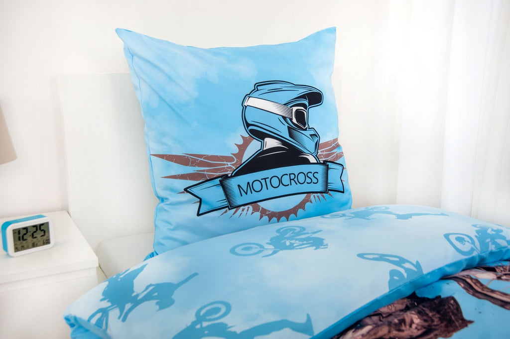 Motocross bedding set, 2 pieces, 135x200 cm, 100% microfiber