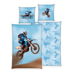 Motocross bedding set, 2 pieces, 135x200 cm, 100% microfiber