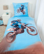 Motocross bedding set, 2 pieces, 135x200 cm, 100% microfiber