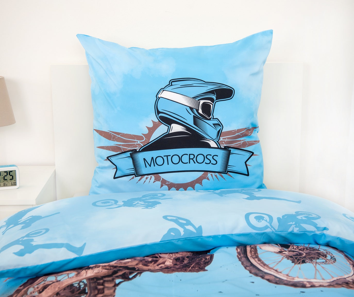 Motocross bedding set, 2 pieces, 135x200 cm, 100% microfiber