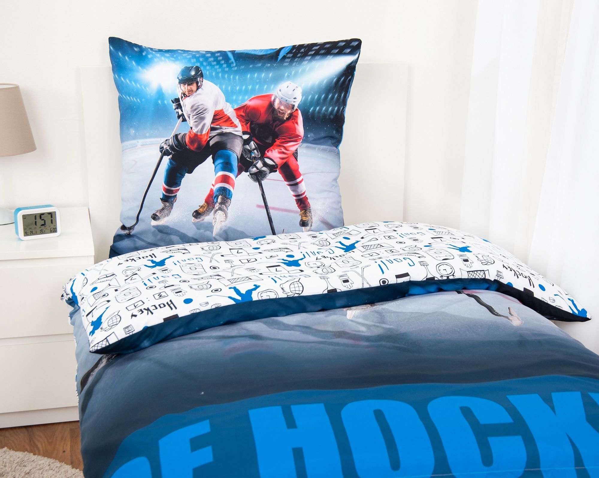 Ice hockey bedding set, 2 pieces, 135x200 cm, 100% microfiber