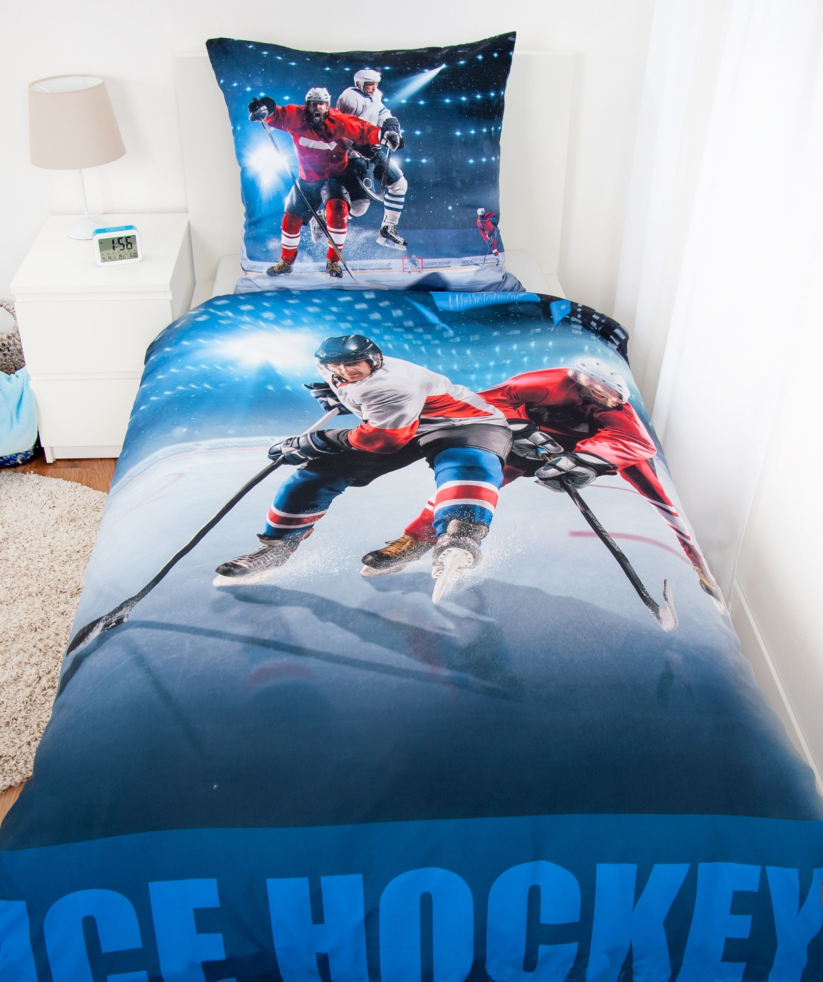 Ice hockey bedding set, 2 pieces, 135x200 cm, 100% microfiber