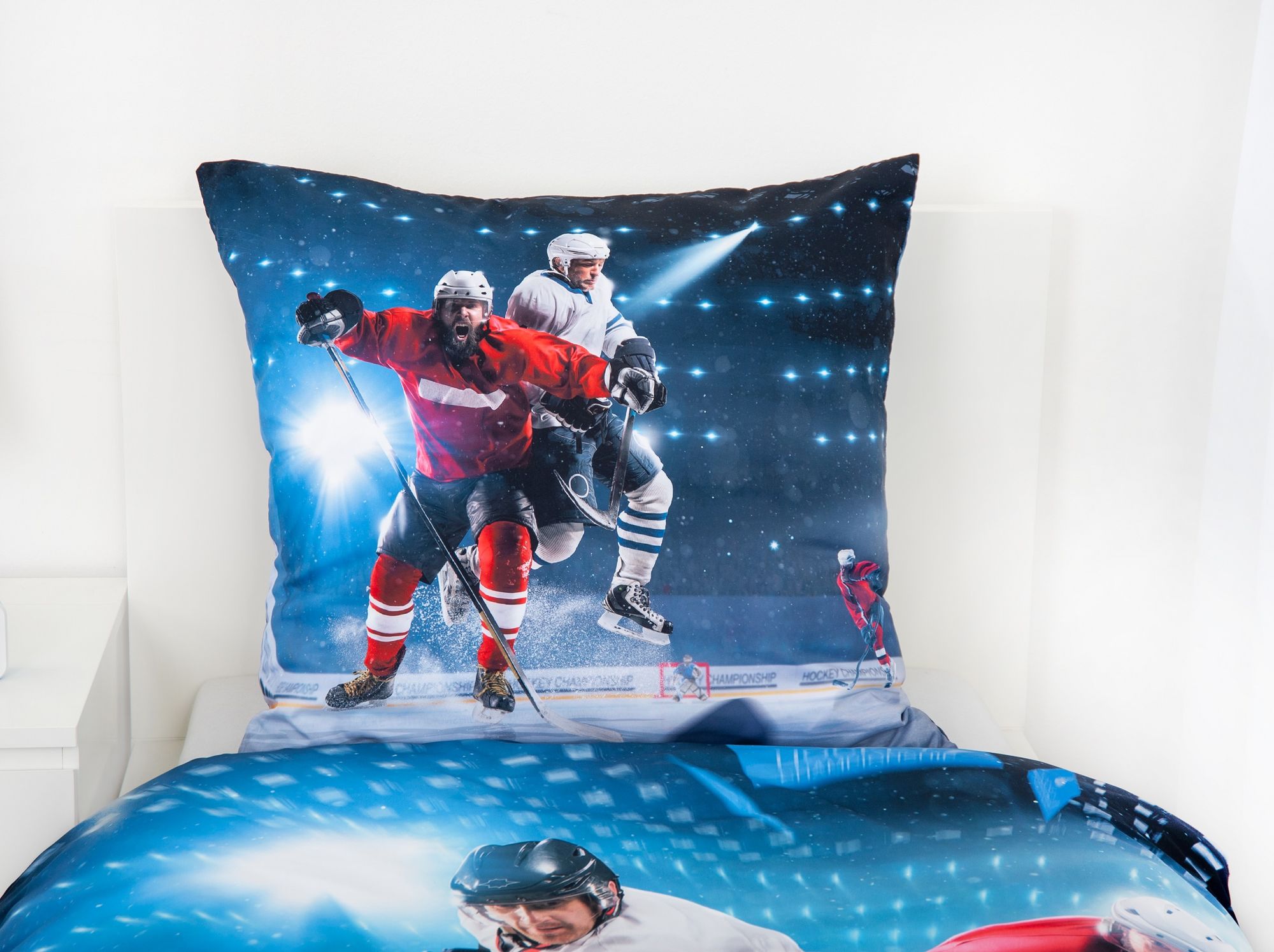Ice hockey bedding set, 2 pieces, 135x200 cm, 100% microfiber